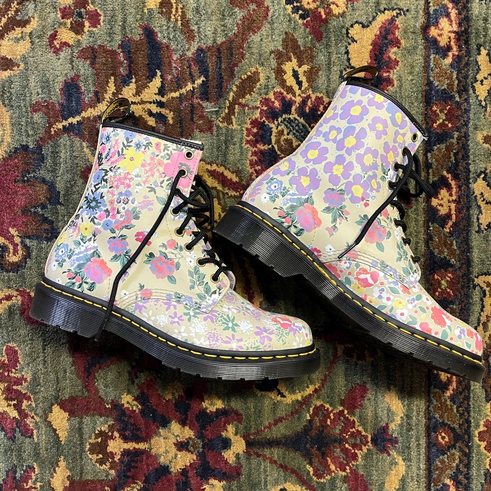 Dr. Martens Yellow and Purple Combat Boots